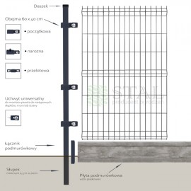 Solidne przęsło panelowe 4 mm ocynk – wysokie ogrodzenie 173 cm
