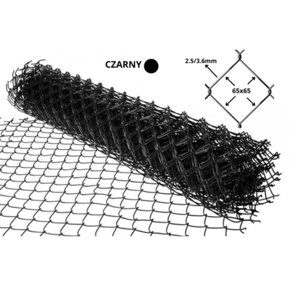 Siatka ogrodzeniowa czarna powlekana h-1,5m drut 3,6mm rolka 10m