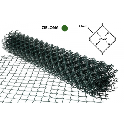 Siatka ogrodzeniowa powlekana zielona h-1,5m drut 3,8mm rolka 10m