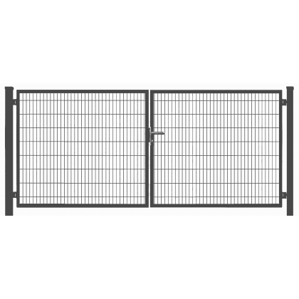 Antracytowa brama panelowa 2D, 400x170 cm. Kompletna konstrukcja