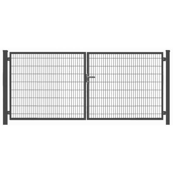 Antracytowa brama panelowa 2D, 400x170 cm. Kompletna konstrukcja