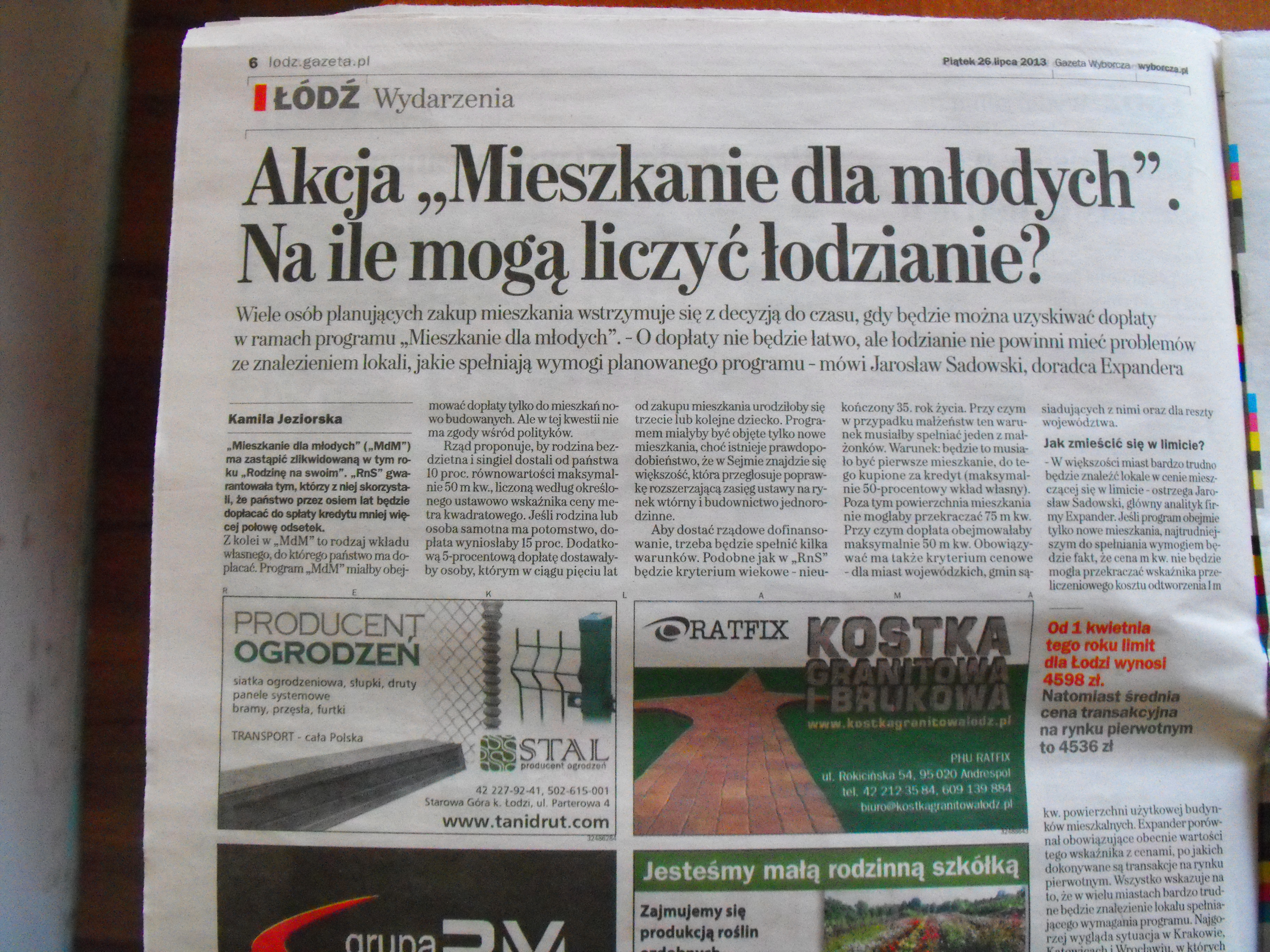 reklama w gazecie rzgowskiej GW